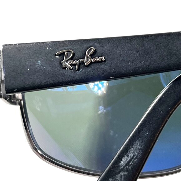 Vtg Ray Ban RB3189 Leather II 004/9A Polarized Sunglasses Metal Wrap Italy Black - Picture 10 of 13